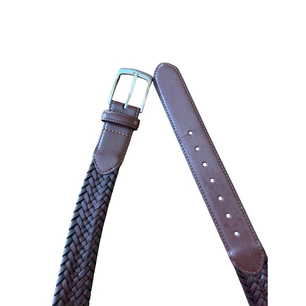CTM Mens Belt Brown Braided Size 44 Silver Buckle - Picture 2 of 6